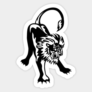 Angry Lion Crouching Retro Sticker